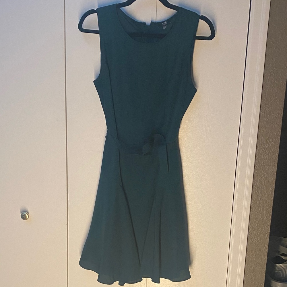 Jacob Sleeveless Teal Fit-and-Flare Dress with Waist Tie